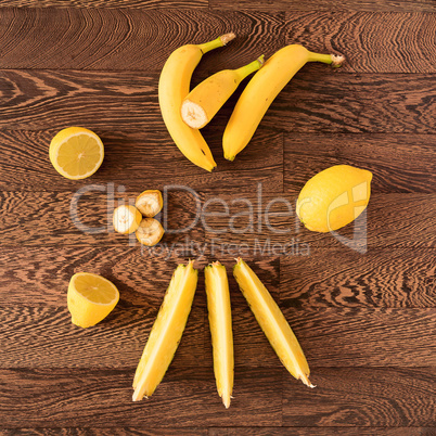 Fresh yellow toned fruits