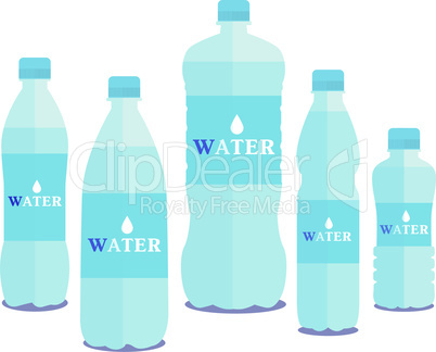 Set of five water bottles