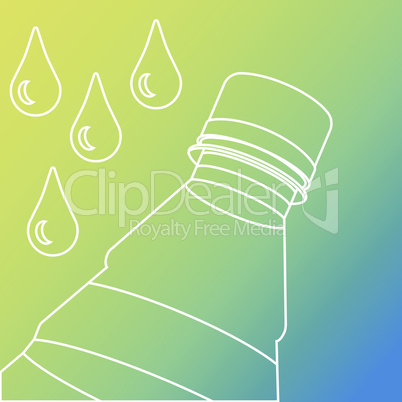 Vector illustration. Inclined bottle of pure water