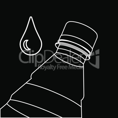 Vector illustration. Inclined bottle of pure water