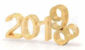 3D Golden Text 2019 on white Background
