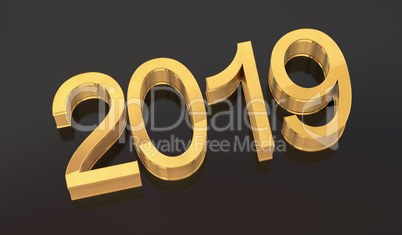 3D Golden 2019 on black