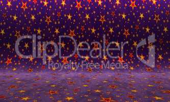 Purple background with red stars. Colorful texture
