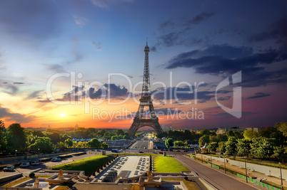 Eiffel Tower and fountains