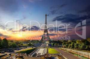 Eiffel Tower and fountains