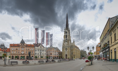 Main square and Church in Novi Sad, Serbia