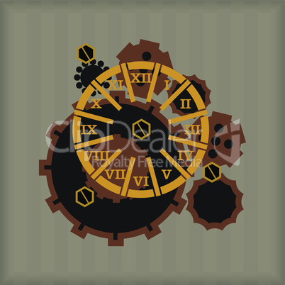 Clock and gears steampunk vector image