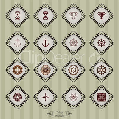 Set of icons in vintage style vector image