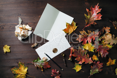 Vintage stationery, leaves