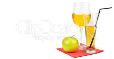 Fresh apple juice with fruits, isolated on white background. Fre