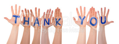 Many Hands Building English Word Thank You, Isolated