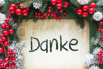 Christmas Decoration, Text Danke Means Thank You