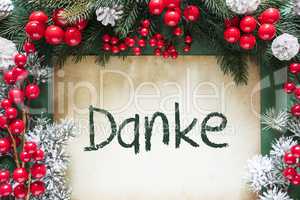 Christmas Decoration, Text Danke Means Thank You