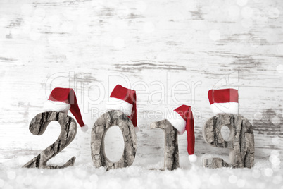 2019, Red Santa Claus Hat, Snow, Cold Look And Copy Space