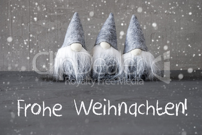 Gnomes, Cement, Frohe Weihnachten Means Merry Christmas