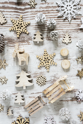 Flat Lay With Rustic White Christmas Decoration