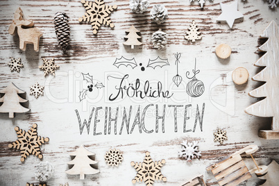 Decoration, Calligraphy Froehliche Weihnachten Means Merry Christmas