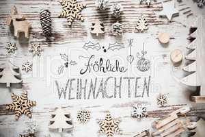 Decoration, Calligraphy Froehliche Weihnachten Means Merry Christmas