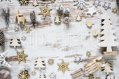Flat Lay, Rustic Christmas Decoration, Copy Space