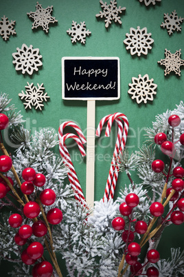 Retro Black Christmas Sign,Lights, Text Happy Weekend