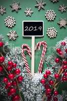 Retro Black Christmas Sign, Lights, Text 2019, Decoration