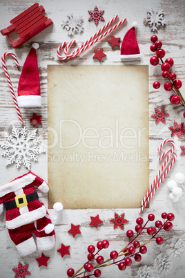 Bright Christmas Flat Lay, Vertical Paper, Copy Space