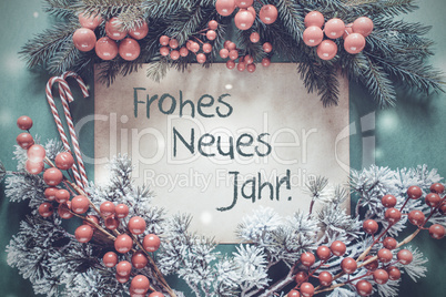 Christmas Garland, Fir Tree Branch, Frohes Neues Means Happy New Year