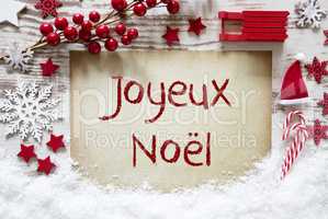 Bright Christmas Decoration, Snow, Joyeux Noel Means Merry Christmas