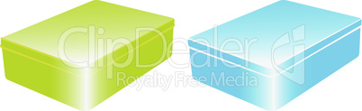 Vector set of two colorful metal boxes, EPS 10