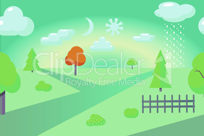 Vector seamless flat countryside landscape. Abstract scenery illustration. EPS 10