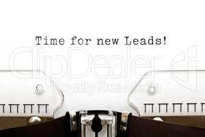 Time For New Leads Typewriter Sales Concept
