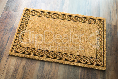 Blank Welcome Mat On Wood Floor Background Ready For Your Text