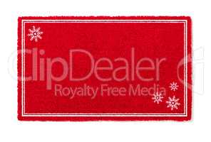 Blank Holiday Red Welcome Mat With Snow Flakes Isolated on White