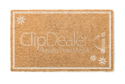 Blank Holiday Welcome Mat With Snow Flakes Isolated on White  Ba