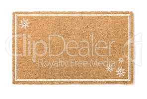Blank Holiday Welcome Mat With Snow Flakes Isolated on White  Ba