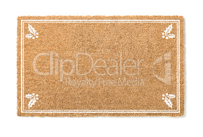 Blank Holiday Welcome Mat With Holly Isolated on White