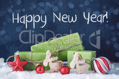 Green Christmas Gifts, Snow, Decoration, Text New Year