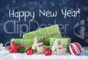 Green Christmas Gifts, Snow, Decoration, Text New Year