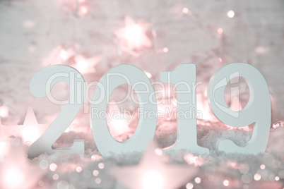 Glittering Pink Fairy Lights, Stars, 2019 For Happy New Year