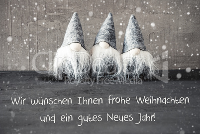 Gnomes, Snowflakes, Gutes Neues Jahr Means Happy New Year