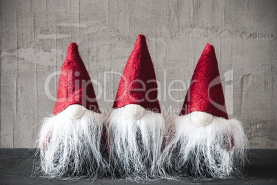 Three Gnomes With Red Hat, Cement, Jelly Bag Cap