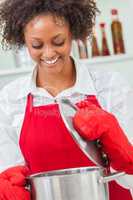 Mixed Race African American Woman Cooking Kitchen
