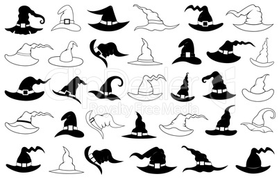 Illustration of different witch hats