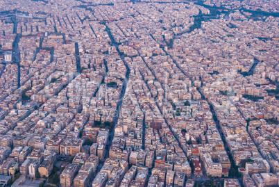 View of Thessaloniki, Greece. View from the plane to the city