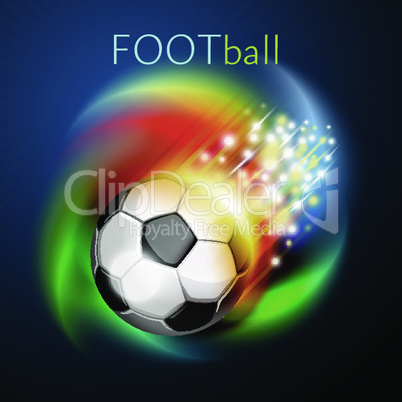 Football ball flying over rainbow