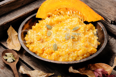 Autumn porridge with pumpkin