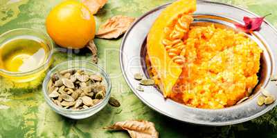 Pumpkin porridge and pumpkins