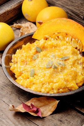 Autumn porridge with pumpkin