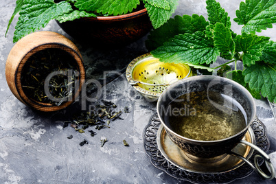 Green melissa herbal tea