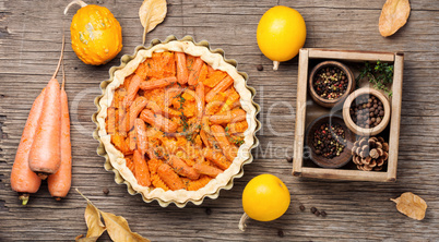Pie with carrots and pumpkin